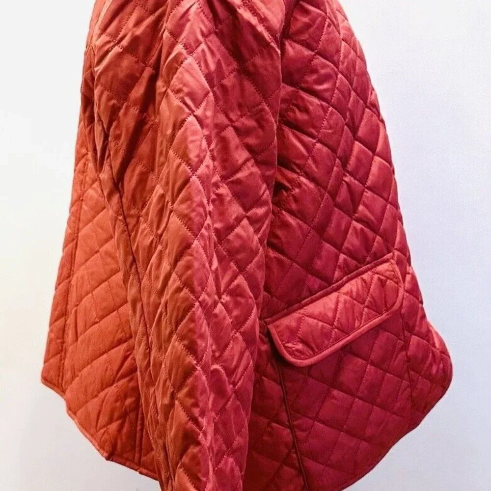 NWT CROFT & BARROW Women Button Down Quilted Orange Jacket Lightweight PXL - Picture 6 of 14